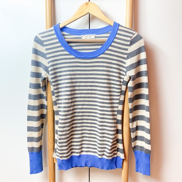 Pink Rose Sweaters - Pink Rose | Blue Striped Sweater Size Small